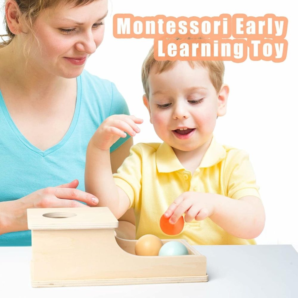 Montessori Toys For Babies 6-12 Months Object Permanence Box Wooden Ball Drop Toy Play For 6 Month 1 2 3 Year Old Toddlers Infant Early Age Toy  |  Sorting & Stacking Toys All Toys Orange/Yellow/Light Blue