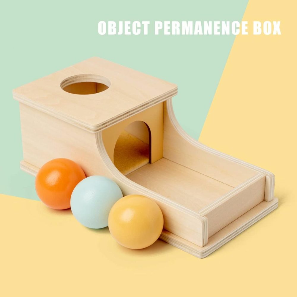 Montessori Toys For Babies 6-12 Months Object Permanence Box Wooden Ball Drop Toy Play For 6 Month 1 2 3 Year Old Toddlers Infant Early Age Toy  |  Sorting & Stacking Toys All Toys Orange/Yellow/Light Blue