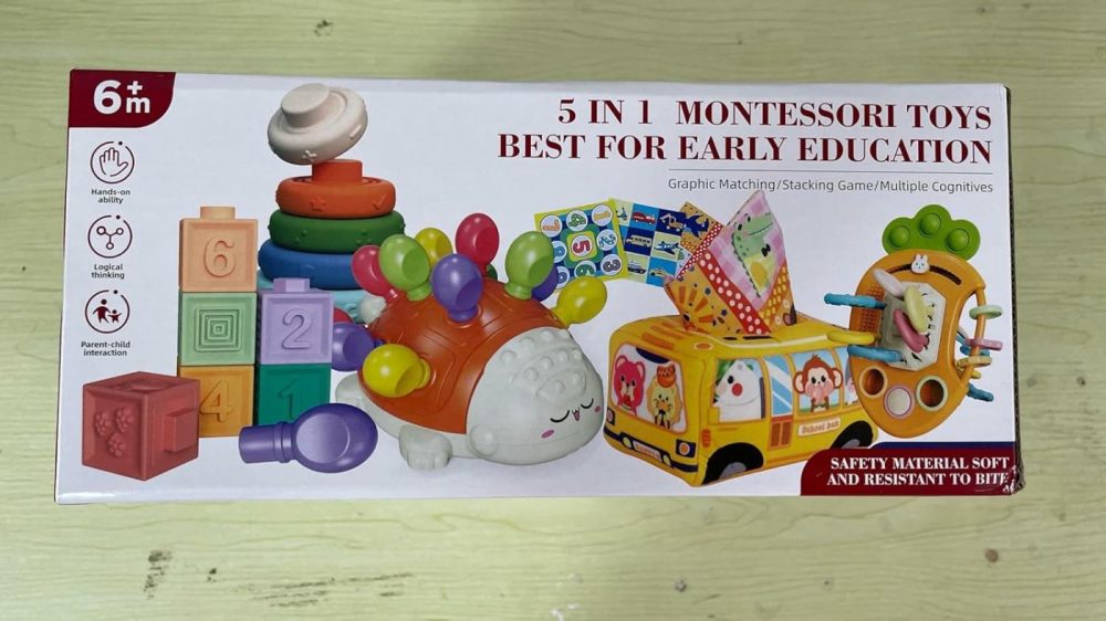 Montessori Toys For Babies 6 To 12 Months  Baby Toys Sensory Toys For Toddlers 1-3  Fine Motor Toys  Pull String Toy  Stacking Blocks Rings  Baby Tissue Box Toy 5 In 1 Infants Learning Toys  |  Sorting & Stacking Toys All Toys 5 in 1 Set