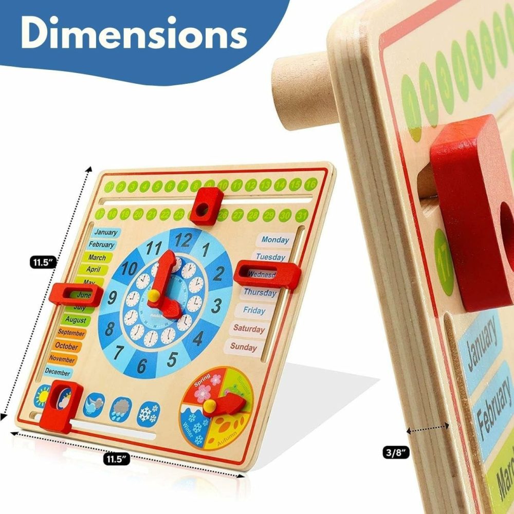 Montessori Toys For Toddlers 3 Years – 4 Year Old Learning Materials For Preschool – All About Today Board – Wooden Calendar And Learning Clock – Educational Gifts For Boys And Girls  |  Teaching Clocks All Toys Teaching Clocks