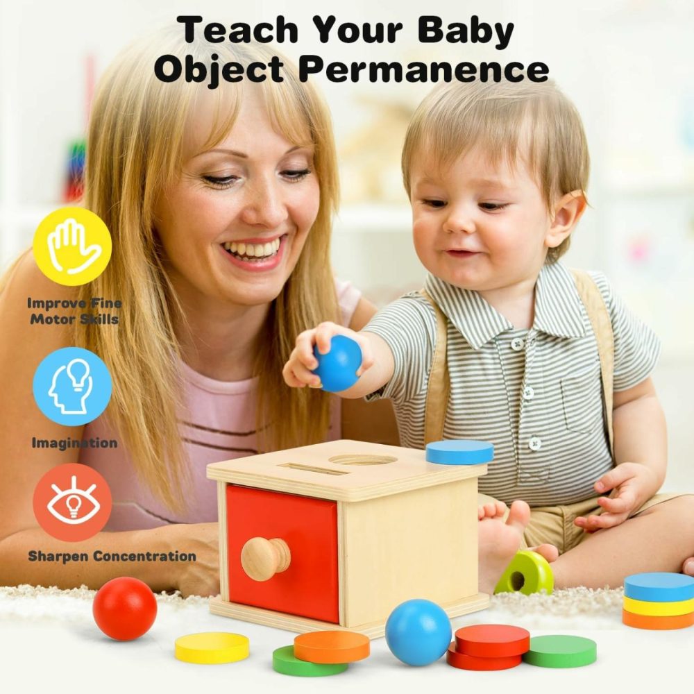 Montessori Toys Object Permanence Box Toys 2-In-1 Wooden Ball Drop Toy & Coin Box Montessori Toys For Babies 6-12 Months Wooden Toys For 1 + Year Old Baby Development Toy Gifts For Toddler  |  Sorting & Stacking Toys All Toys Sorting & Stacking Toys