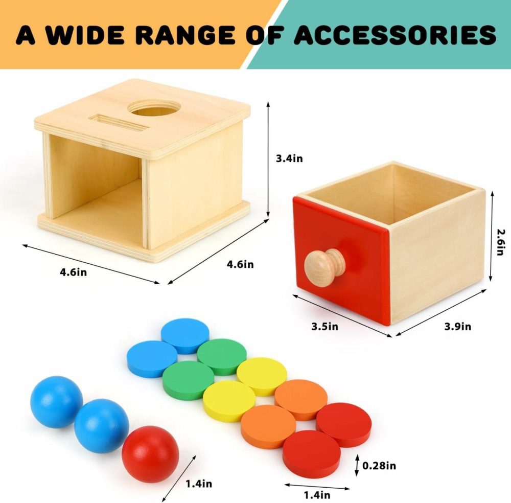 Montessori Toys Object Permanence Box Toys 2-In-1 Wooden Ball Drop Toy & Coin Box Montessori Toys For Babies 6-12 Months Wooden Toys For 1 + Year Old Baby Development Toy Gifts For Toddler  |  Sorting & Stacking Toys All Toys Sorting & Stacking Toys