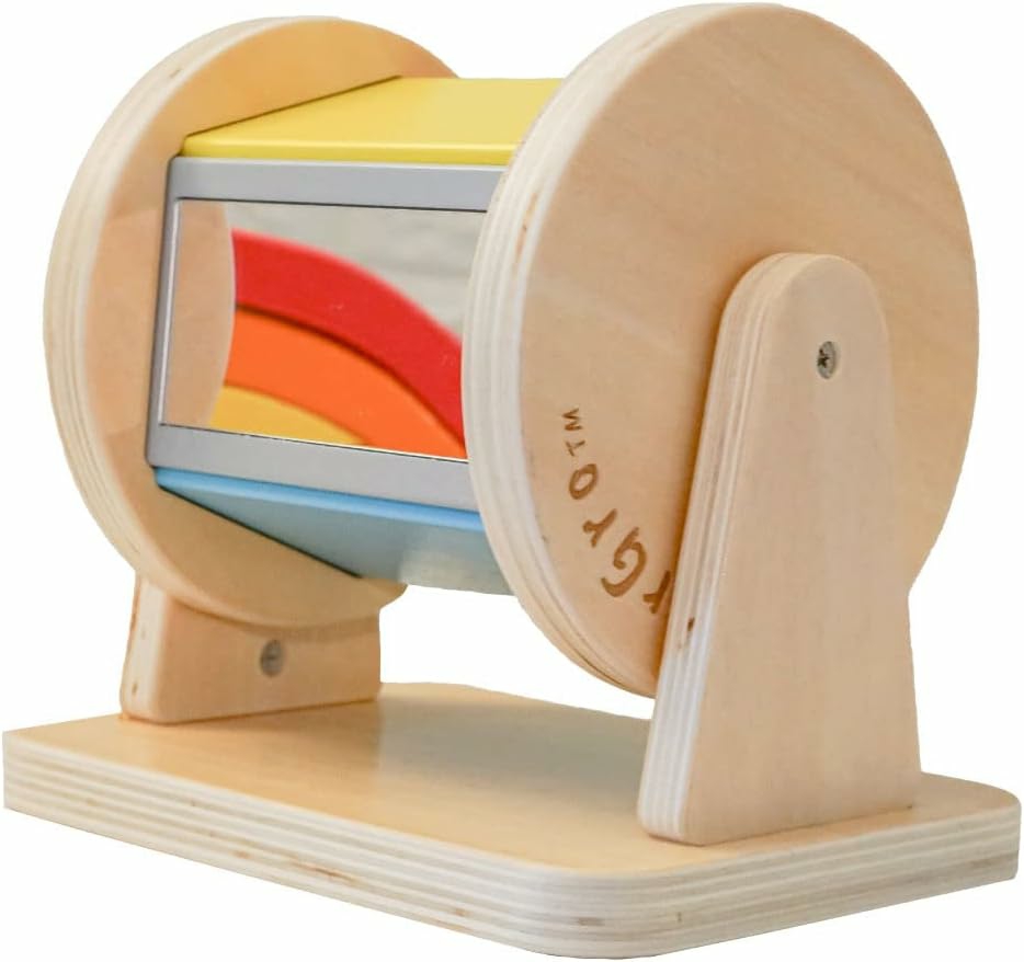 Montessori Wooden Rainbow Spinning Toy Drum | Montessori Baby Toy 3 Months – 2 Years Old + | Educational Toys For Early Development | Baby Montessori Toys  |  Sorting & Stacking Toys All Toys Sorting & Stacking Toys