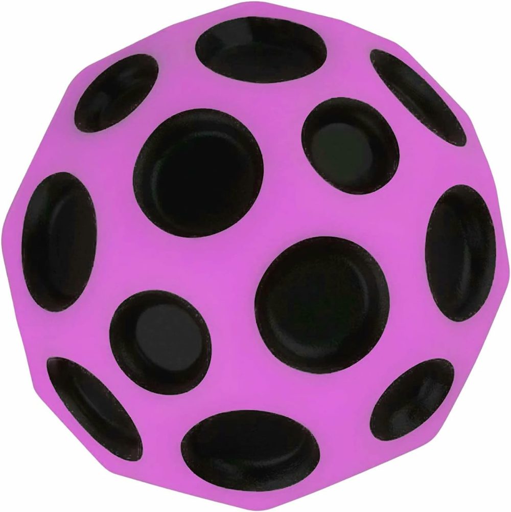 Moon Ball – Bounces Out Of This World – Original Patented Design – Craters Make Pop Sounds – Easy To Grip – Color Pink  |  Balls All Toys Balls