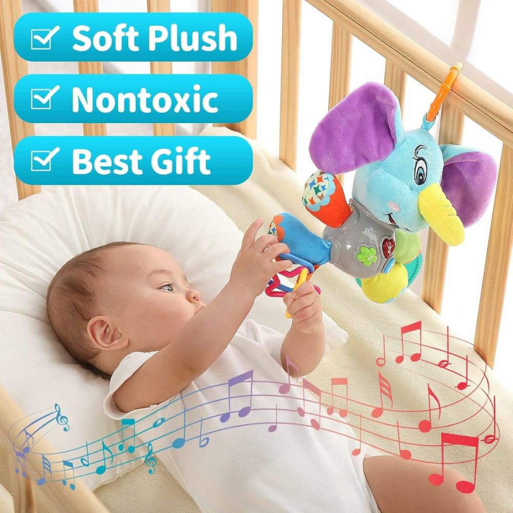 Multifunctional Luminous Plush Elephant Baby Music Toy  With 12 Songs And Various Sounds Of Nature  Equipped With Suspension  As A Teething Toy  Apply For Car Seats  Cribs And Strollers  |  Car Seat & Stroller Toys All Toys Car Seat & Stroller Toys