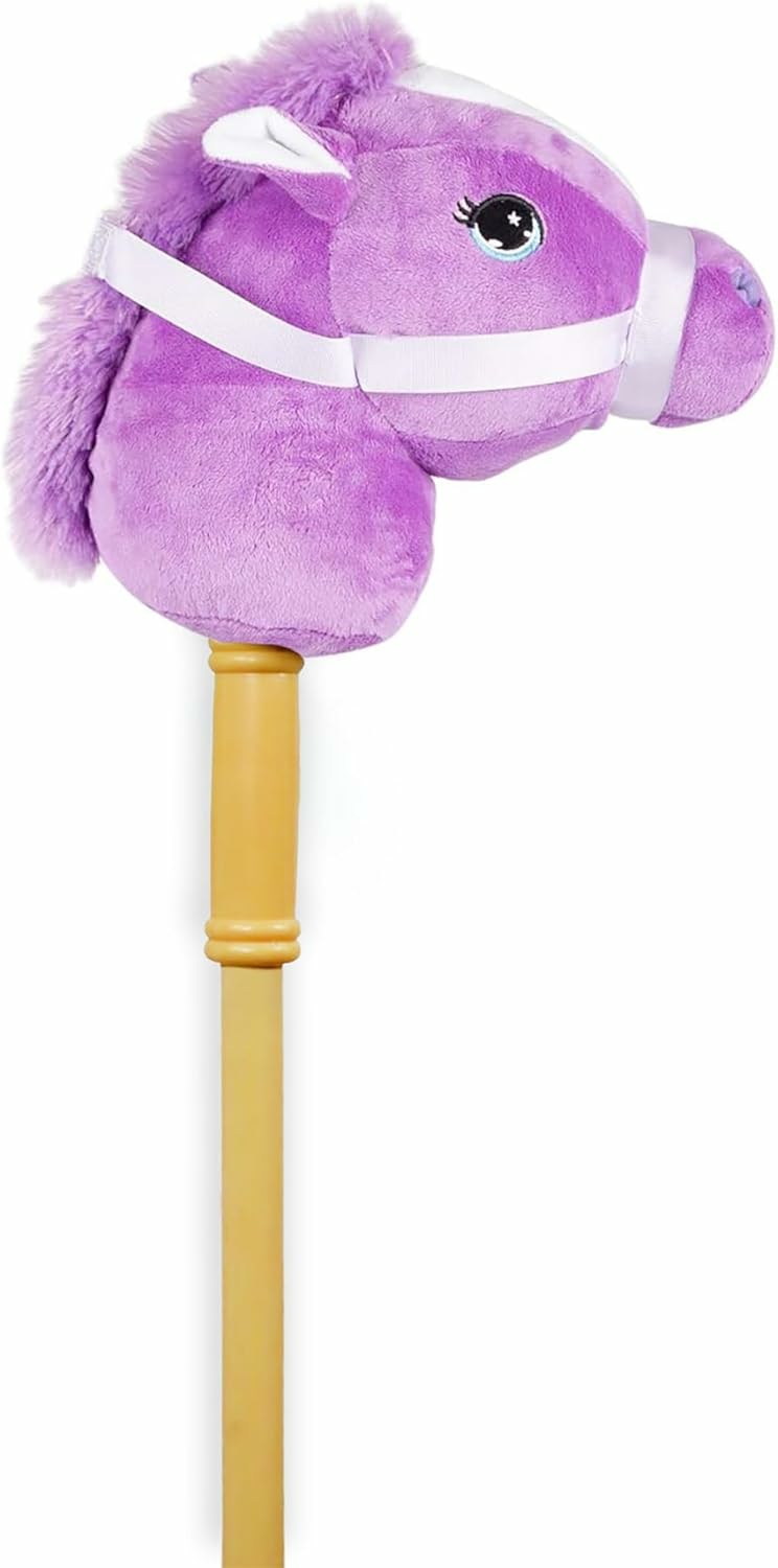 Music Stick Animal – Purple & White Horse – Music Button  Sturdy Two-Piece Stick W/Colorful Soft Plush Animal Head  Toy  Kids Ages 3+  |  Stick Horses All Toys Stick Horses