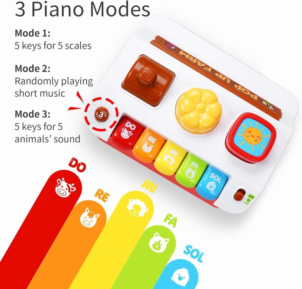 Musical Baby Pop Up Toy With Piano Modes  Cause And Effect Toys For Babies 6 To 12 Months  Pop Up Farm Animal Toys For Toddlers 1-3 Years Old Boys & Girls  |  Musical Toys All Toys