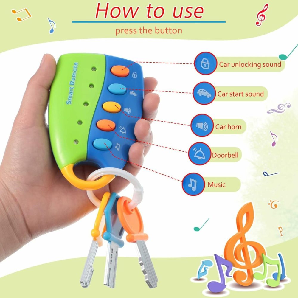 Musical Smart Remote Key Toy Fake Car Toy Keys With Sound And Lights Fun And Educational Key Toys For Travel Play (Batteries Not Included)  |  Musical Toys All Toys Blue