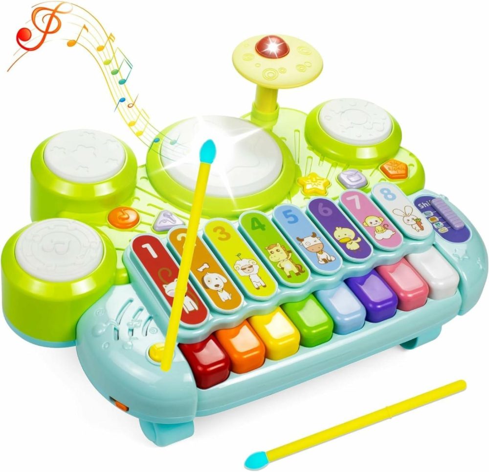 Musical Toys For Toddlers 1-3  Baby Piano Keyboard For 1 Year Old Girls Boys Toys  Xylophone Toddlers Drum Set Music Toys With Lights  Early Educational Learning Toy Gifts  |  Musical Toys All Toys