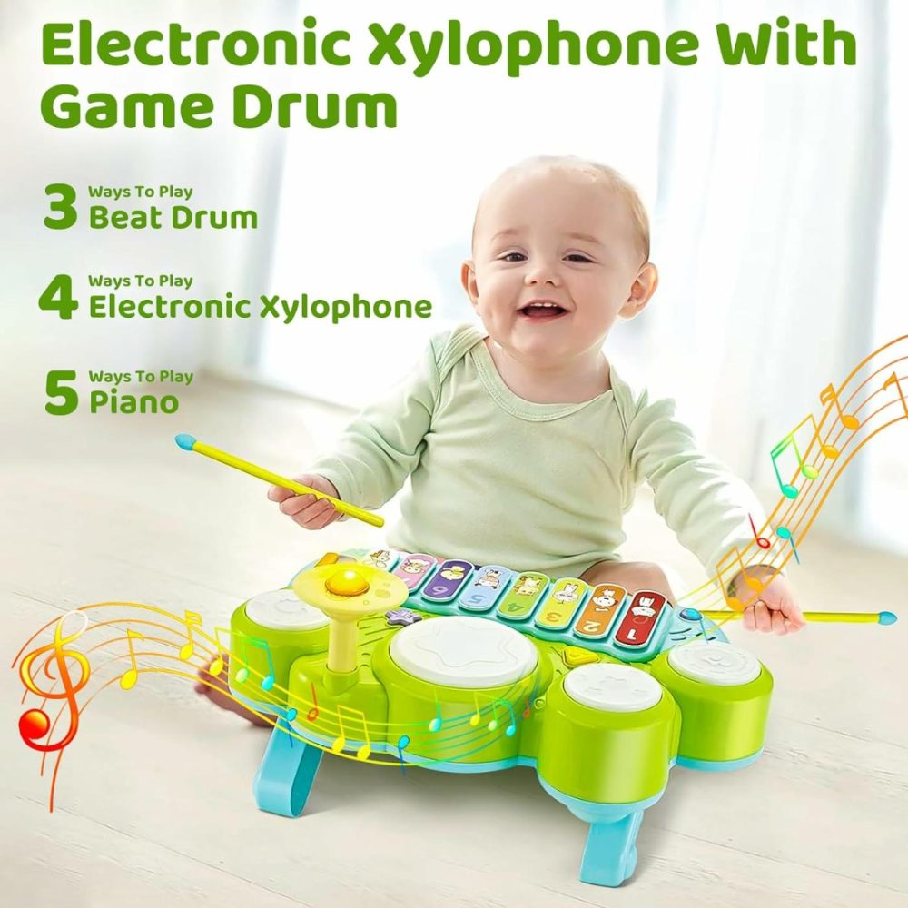 Musical Toys For Toddlers 1-3  Baby Piano Keyboard For 1 Year Old Girls Boys Toys  Xylophone Toddlers Drum Set Music Toys With Lights  Early Educational Learning Toy Gifts  |  Musical Toys All Toys