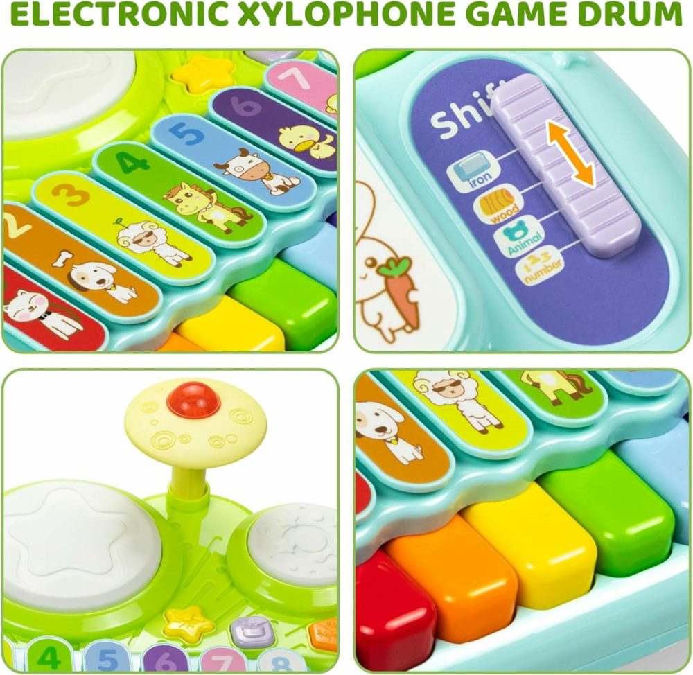 Musical Toys For Toddlers 1-3  Baby Piano Keyboard For 1 Year Old Girls Boys Toys  Xylophone Toddlers Drum Set Music Toys With Lights  Early Educational Learning Toy Gifts  |  Musical Toys All Toys