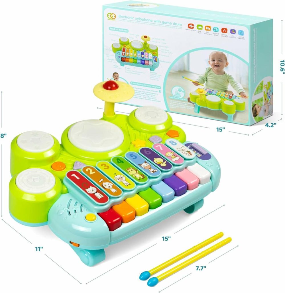 Musical Toys For Toddlers 1-3  Baby Piano Keyboard For 1 Year Old Girls Boys Toys  Xylophone Toddlers Drum Set Music Toys With Lights  Early Educational Learning Toy Gifts  |  Musical Toys All Toys