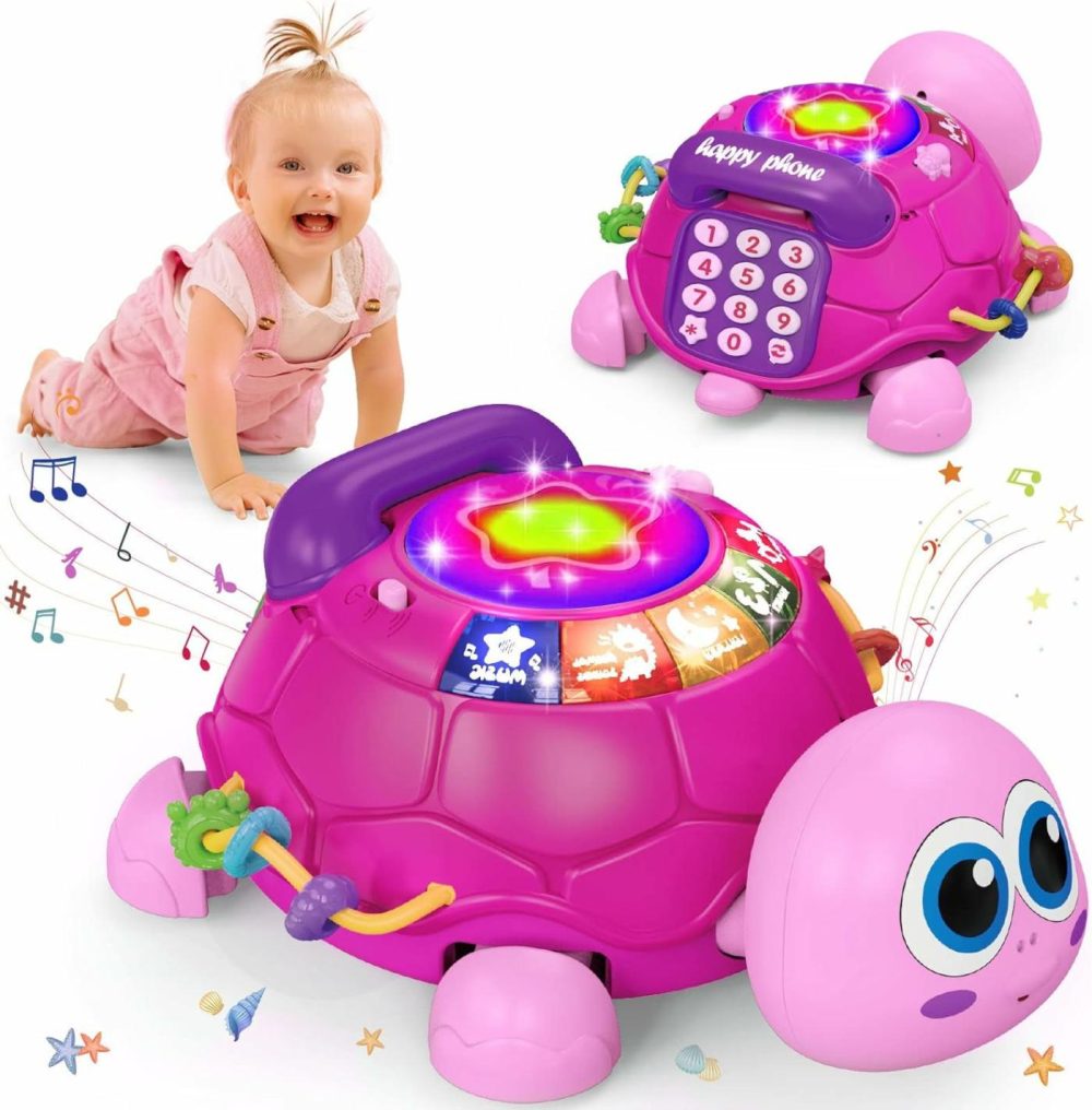 Musical Turtle Crawling Toy For 6 To 18 Months  Infant Early Learning Educational Toy  Girl Gift Essentials For Newborn 7 To 24 Months(Pink)  |  Musical Toys All Toys Pink