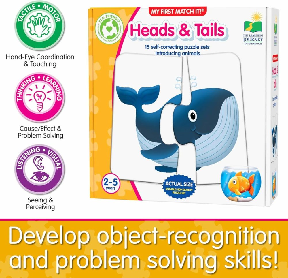 My First Match It – Head And Tails – 15 Piece Self-Correcting Animal Matching Puzzles – Learning Toys For Toddlers 1-3 – Award Winning Toys  |  Early Childhood Education Materials All Toys Early Childhood Education Materials