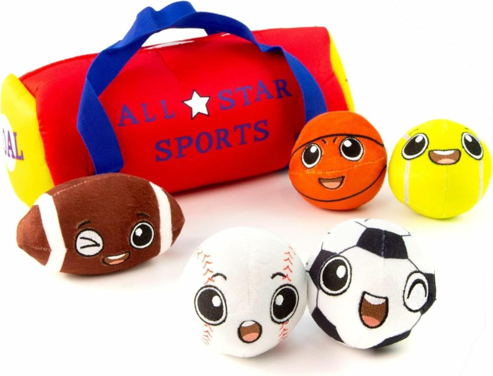 My First Sports Bag For Baby With 5 Plush Sports Balls – Rattle Balls For Baby With Sound – Sensory Balls Toys For 1 Year Old – Baby Toys For Toddler – Rattles Gift For 1 Year Old Baby  |  Rattles & Plush Rings All Toys Rattles & Plush Rings