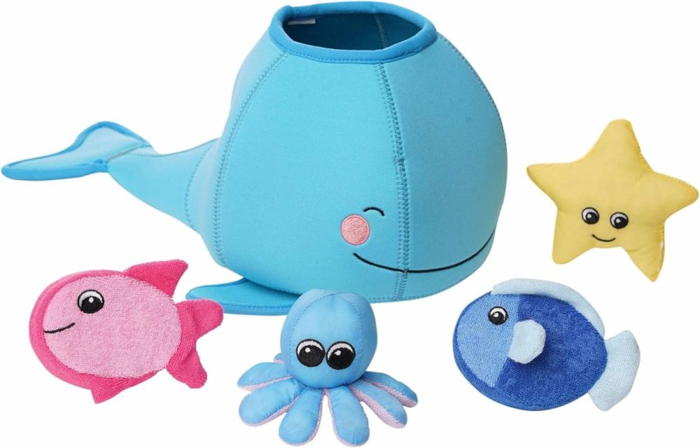 Neoprene Whale 5-Piece Floating Spill N Fill Bath Toy With Quick Dry Sponges And Squirt Toy  |  Bath Toys All Toys Bath Toys