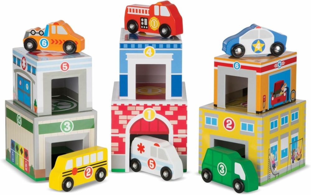 Nesting And Sorting Blocks – 6 Buildings  6 Wooden Vehicles – Fsc Certified  |  Sorting & Stacking Toys All Toys Sorting & Stacking Toys