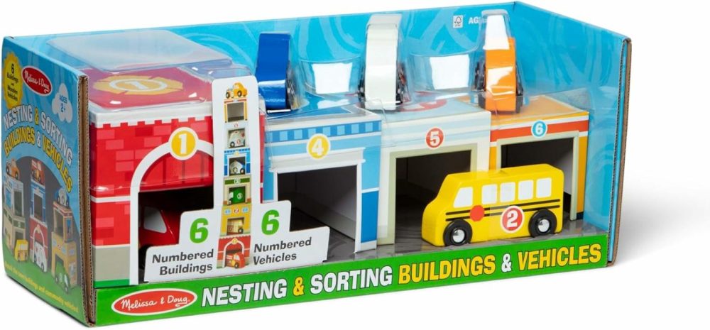 Nesting And Sorting Blocks – 6 Buildings  6 Wooden Vehicles – Fsc Certified  |  Sorting & Stacking Toys All Toys Sorting & Stacking Toys