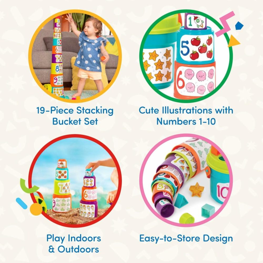 Nesting Sorter Set – 19Pc Stacking Bucket Sort Set – 10 Cups & 8 Shapes – Educational & Dexterity Toys – 18 Months + – Sort & Stack  |  Sorting & Stacking Toys All Toys Sorting & Stacking Toys