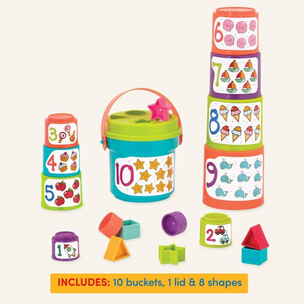 Nesting Sorter Set – 19Pc Stacking Bucket Sort Set – 10 Cups & 8 Shapes – Educational & Dexterity Toys – 18 Months + – Sort & Stack  |  Sorting & Stacking Toys All Toys Sorting & Stacking Toys