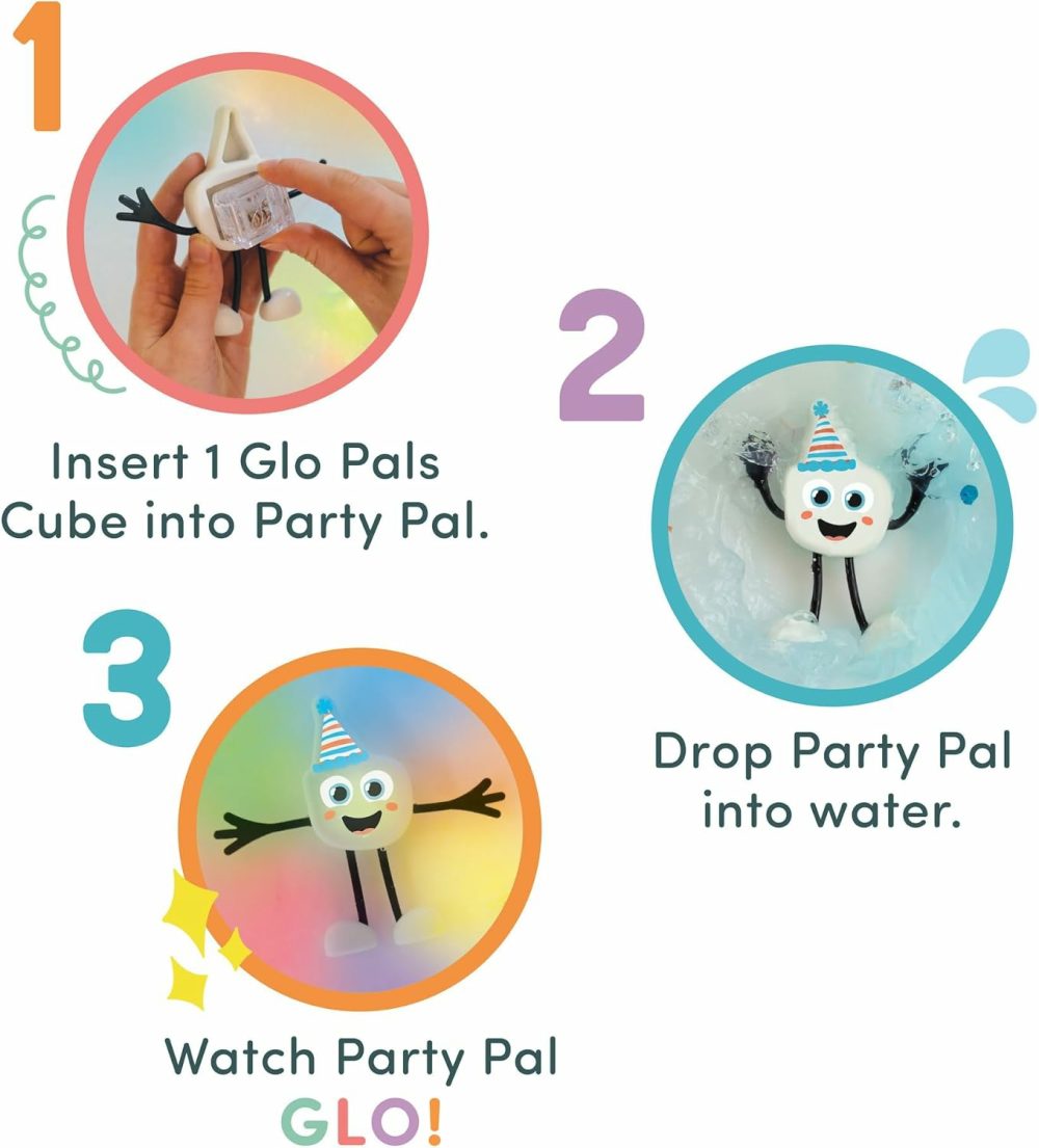 New Party Pal Water-Activated Bath Toy With 6 Reusable Light-Up Cubes For Sensory Play  |  Bath Toys All Toys Bath Toys