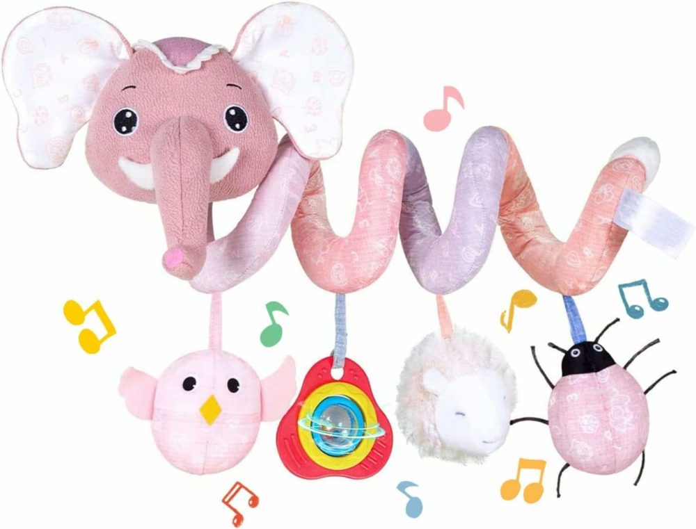 Newborn Car Seat Toys  Stroller Toys For Babyies 0-6 Months,Infant Activity Spiral Plush Toys Hanging – Carseat Stroller Crib With Musical Rattle Toy For Boys Girls 0 3 6 9 Months  |  Car Seat & Stroller Toys All Toys Car Seat & Stroller Toys