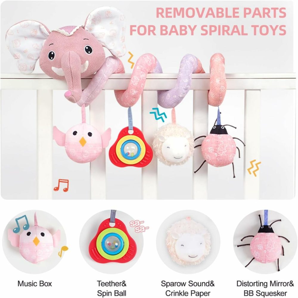 Newborn Car Seat Toys  Stroller Toys For Babyies 0-6 Months,Infant Activity Spiral Plush Toys Hanging – Carseat Stroller Crib With Musical Rattle Toy For Boys Girls 0 3 6 9 Months  |  Car Seat & Stroller Toys All Toys Car Seat & Stroller Toys