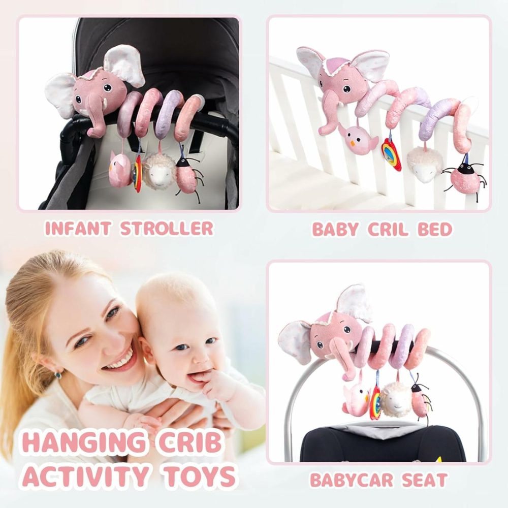 Newborn Car Seat Toys  Stroller Toys For Babyies 0-6 Months,Infant Activity Spiral Plush Toys Hanging – Carseat Stroller Crib With Musical Rattle Toy For Boys Girls 0 3 6 9 Months  |  Car Seat & Stroller Toys All Toys Car Seat & Stroller Toys