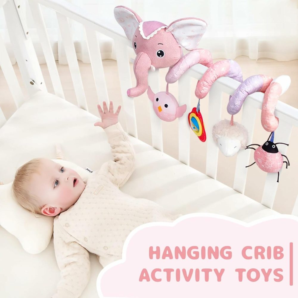 Newborn Car Seat Toys  Stroller Toys For Babyies 0-6 Months,Infant Activity Spiral Plush Toys Hanging – Carseat Stroller Crib With Musical Rattle Toy For Boys Girls 0 3 6 9 Months  |  Car Seat & Stroller Toys All Toys Car Seat & Stroller Toys