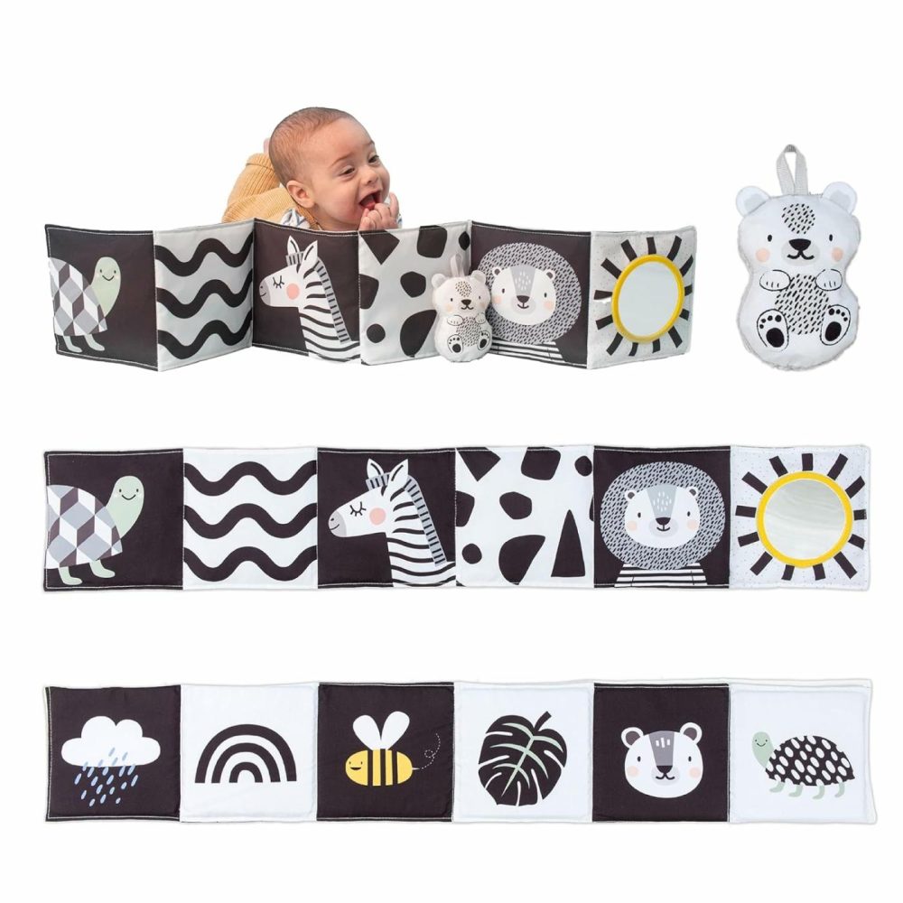 Newborn Soft Activity Book Black & White High Contrast Baby Book Infant Sensory Toys Tummy Time Soft Cloth Books For Babies Textured Fabric Crinkling Shapes Patterns 0-12 Months Newborn Toys  |  Teethers All Toys Black & White