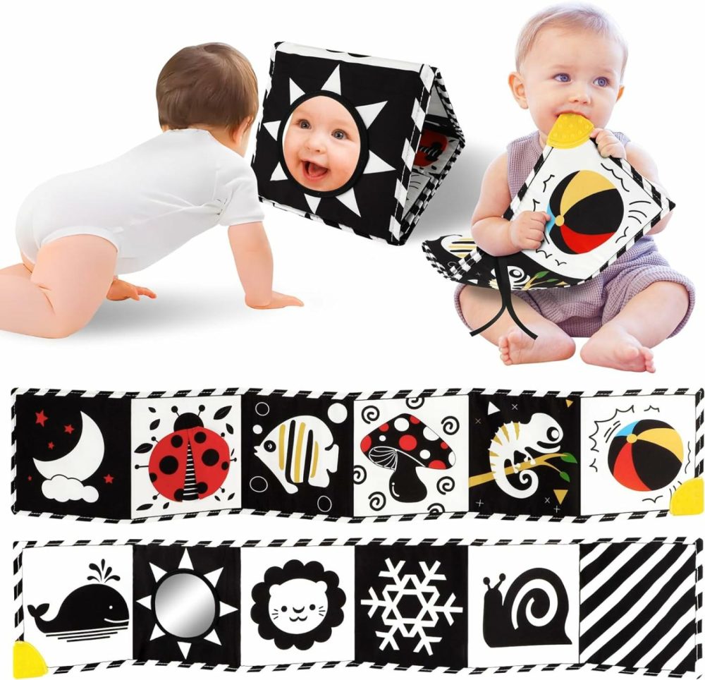 Newborn Toys  High Contrast Baby Books With Teether  Black And White Baby Toys  Montessori Toys 0-6-12 Months Brain Development  Sensory Learning Activities Gift  Tummy Time Toys  |  Abacuses All Toys Abacuses