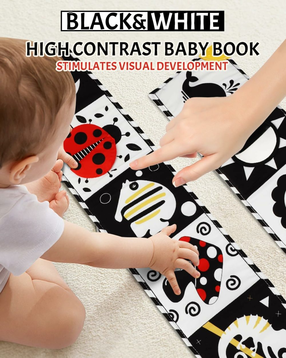 Newborn Toys  High Contrast Baby Books With Teether  Black And White Baby Toys  Montessori Toys 0-6-12 Months Brain Development  Sensory Learning Activities Gift  Tummy Time Toys  |  Abacuses All Toys Abacuses