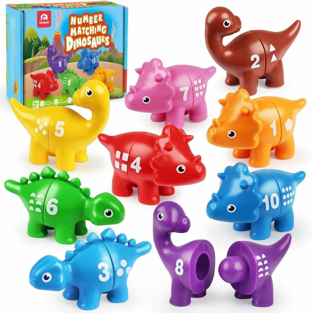 Numbers Matching Game 10Pcs  123 Counting Dinosaur Toys  Educational Preschool Montessori Fine Motor Skill Mathematics Learning Toys For 2 3 4 Years Old  |  Sorting & Stacking Toys All Toys Sorting & Stacking Toys