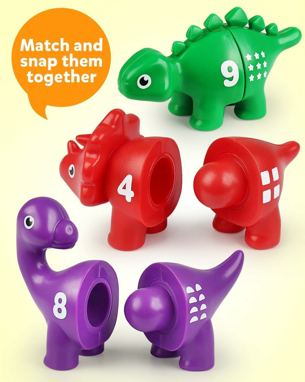 Numbers Matching Game 10Pcs  123 Counting Dinosaur Toys  Educational Preschool Montessori Fine Motor Skill Mathematics Learning Toys For 2 3 4 Years Old  |  Sorting & Stacking Toys All Toys Sorting & Stacking Toys