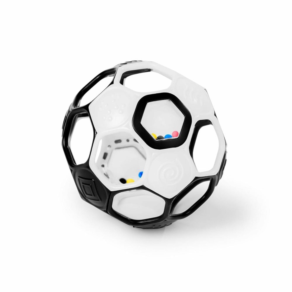 Oball Grippin’ Goals Rattle Soccer Ball – Black & White  Easy-Grasp Toy For Newborn And Up  |  Rattles & Plush Rings All Toys Black & White Soccer Ball