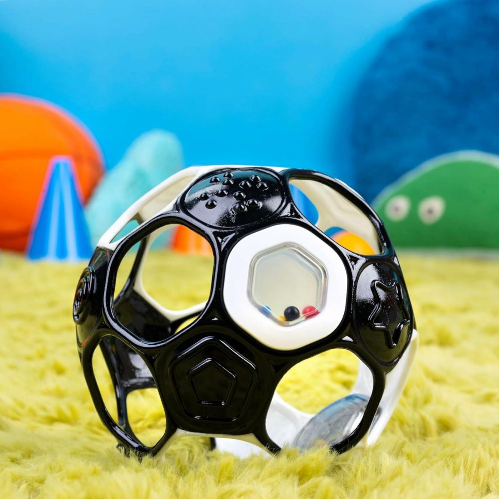 Oball Grippin’ Goals Rattle Soccer Ball – Black & White  Easy-Grasp Toy For Newborn And Up  |  Rattles & Plush Rings All Toys Black & White Soccer Ball