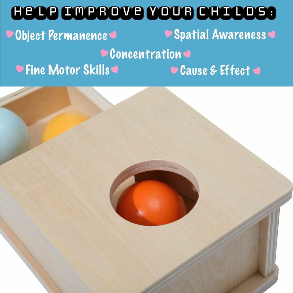 Object Permanence Box Montessori Toys For Babies 6-12 Months+ Developmental Ball Drop Montessori Wooden Toys – Infant Toddler Montessori Toy For 1 Year Old  |  Sorting & Stacking Toys All Toys Sorting & Stacking Toys