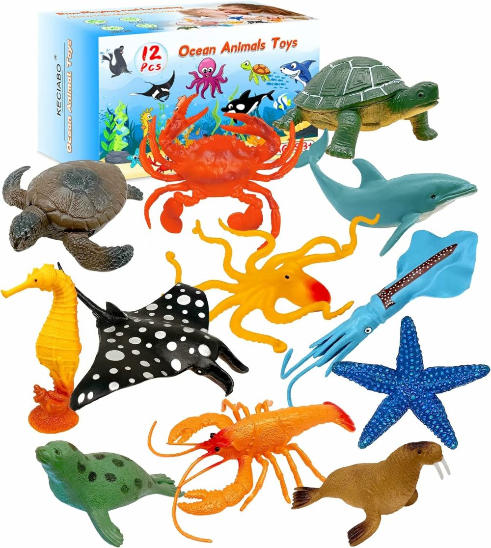 Ocean Sea Animal Figures  12 Pack Realistic Soft Plastic Bath Toys For Toddlers  Kids  Boys  And Girls  |  Bath Toys All Toys 12 Pcs Ocean Animal Toys