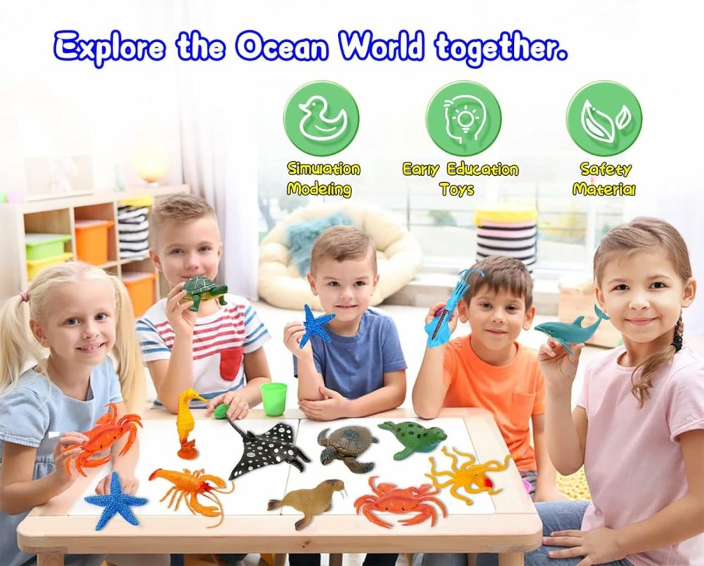 Ocean Sea Animal Figures  12 Pack Realistic Soft Plastic Bath Toys For Toddlers  Kids  Boys  And Girls  |  Bath Toys All Toys 12 Pcs Ocean Animal Toys