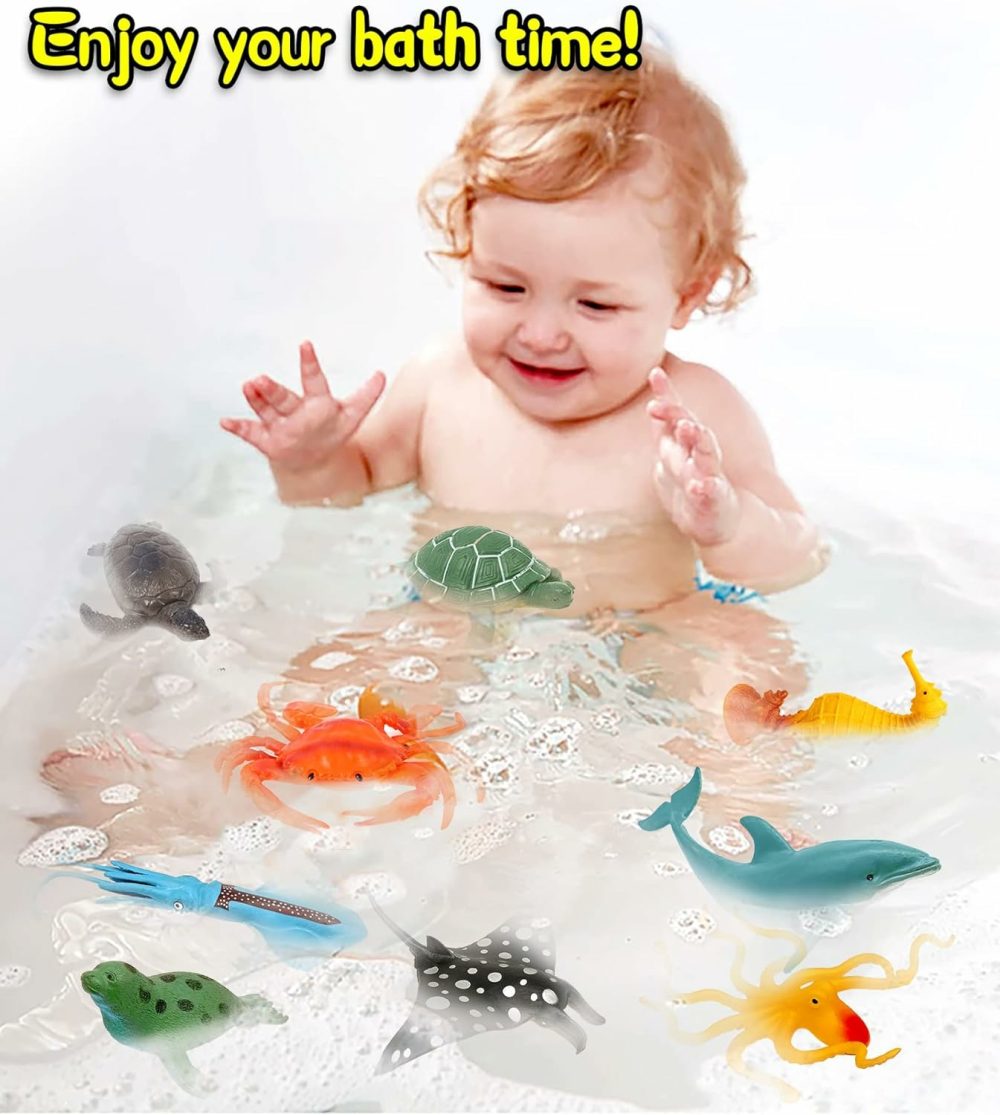 Ocean Sea Animal Figures  12 Pack Realistic Soft Plastic Bath Toys For Toddlers  Kids  Boys  And Girls  |  Bath Toys All Toys 12 Pcs Ocean Animal Toys