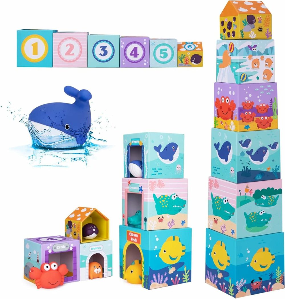 Ocean Sorting & Stacking Toys For Toddlers 1-3 – Educational Number Blocks Toys With Bathtub Toys For Boys & Girls – Our Montessori Toys For Toddlers 1 Year Old To 3 Year Old Make A Great Gift  |  Sorting & Stacking Toys All Toys Sorting & Stacking Toys