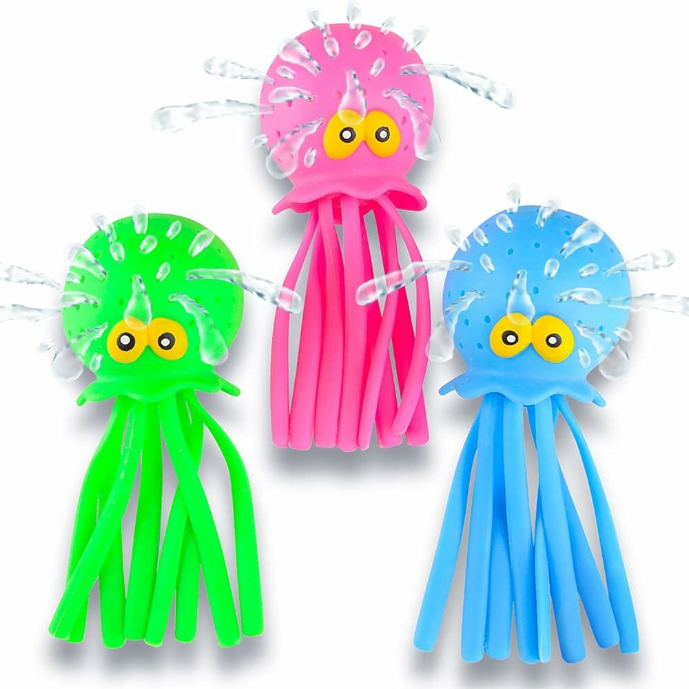 Octopus Water Balls  Set Of 3  Rubber Kids’ Bath Toys  Sensory Stress Relief Pool Toys For Kids  Cute Goodie Bag Fillers For Boys And Girls  Pink  Blue And Green  |  Bath Toys All Toys Bath Toys