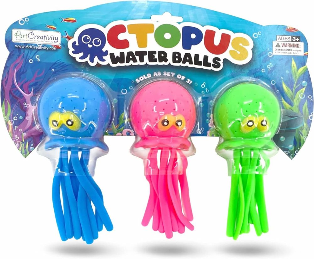 Octopus Water Balls  Set Of 3  Rubber Kids’ Bath Toys  Sensory Stress Relief Pool Toys For Kids  Cute Goodie Bag Fillers For Boys And Girls  Pink  Blue And Green  |  Bath Toys All Toys Bath Toys