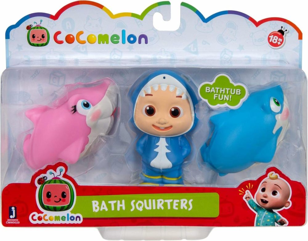 Official Bath Squirters  Featuring Jj Character Toy (4” Tall) And 2 Sharks (4” Wide)  Bath Time Fun Playset – Character Toys For Babies  Toddlers  And Kids  |  Bath Toys All Toys Bath Toys