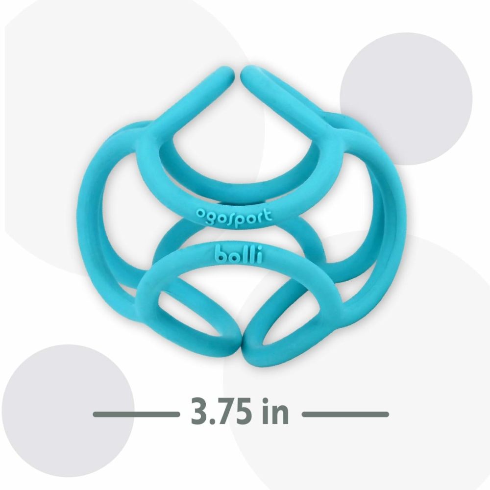 Ogobolli Teether Ring Tactile Sensory Ball Toy For Babies & Toddlers – Stretchy  Squishy  Soft  Non-Toxic Silicone – Boys And Girls Age 6+ Months – Blue  |  Teethers All Toys Blue