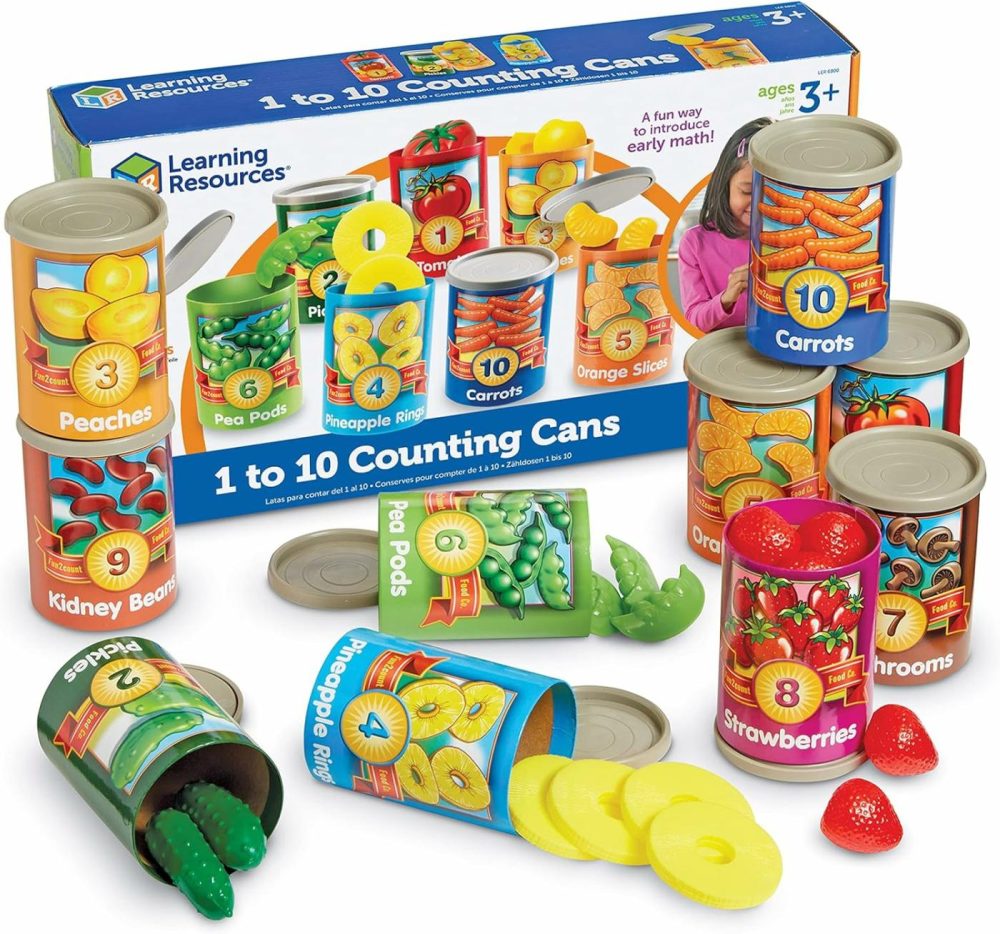 One To Ten Counting Cans – 65 Pieces  Ages 3+ Toddler Learning Toys  Preschool Pretend Play Toys  Supermarket Toys  |  Sorting & Stacking Toys All Toys Sorting & Stacking Toys