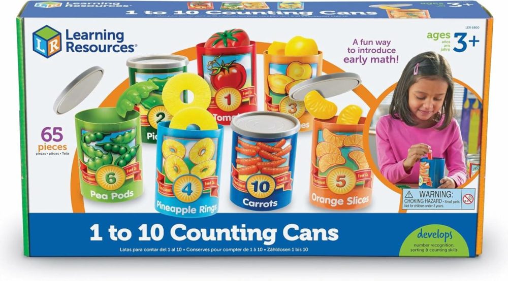 One To Ten Counting Cans – 65 Pieces  Ages 3+ Toddler Learning Toys  Preschool Pretend Play Toys  Supermarket Toys  |  Sorting & Stacking Toys All Toys Sorting & Stacking Toys