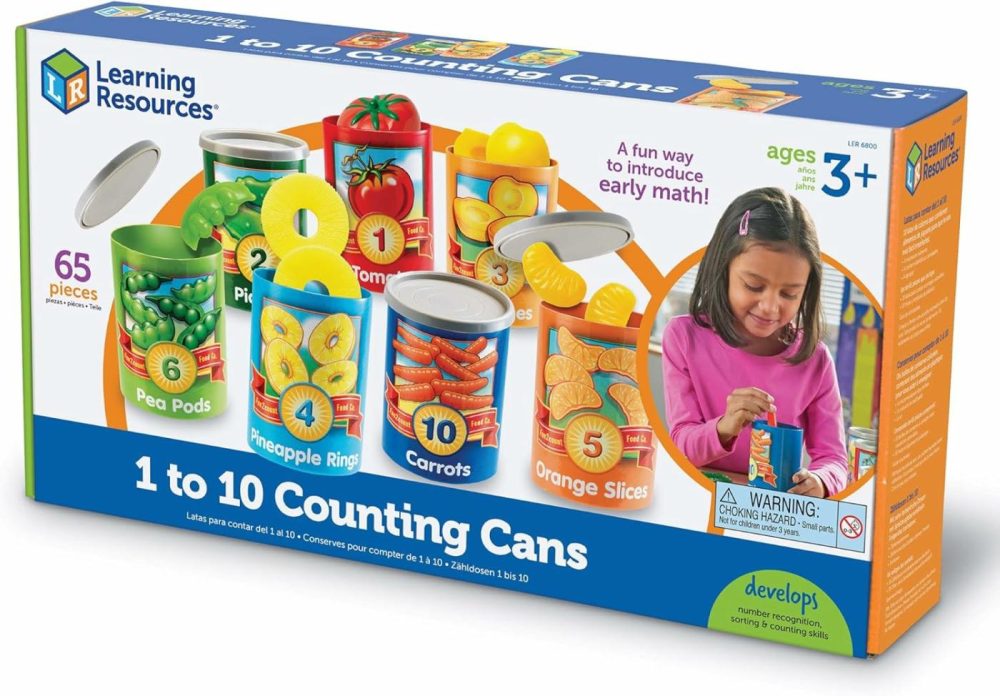 One To Ten Counting Cans – 65 Pieces  Ages 3+ Toddler Learning Toys  Preschool Pretend Play Toys  Supermarket Toys  |  Sorting & Stacking Toys All Toys Sorting & Stacking Toys