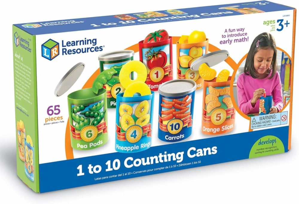 One To Ten Counting Cans – 65 Pieces  Ages 3+ Toddler Learning Toys  Preschool Pretend Play Toys  Supermarket Toys  |  Sorting & Stacking Toys All Toys Sorting & Stacking Toys