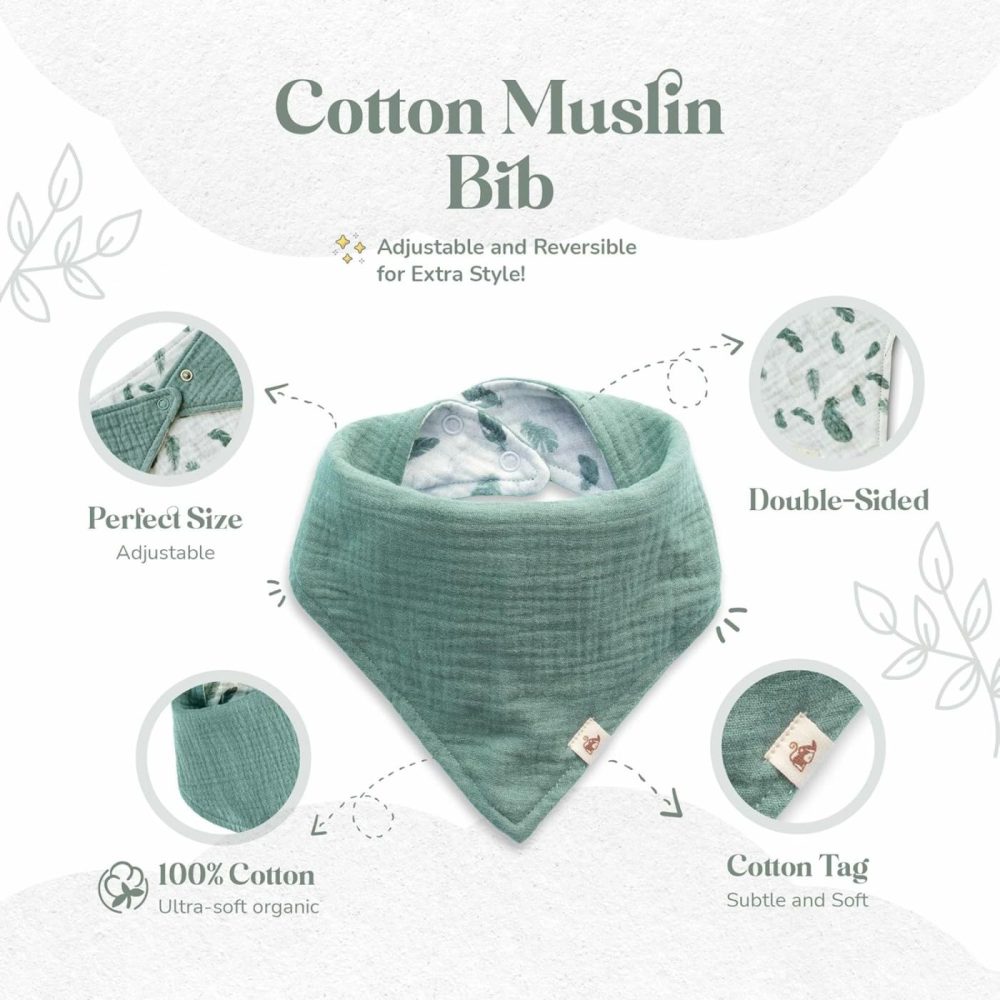 Organic Cotton Newborn Gifts Box  Baby Gifts Unisex Incl. Muslin Baby Lovey Comforter + Baby Bandana Bib Drool + Wooden Baby Teether + Birth Announcement Sign  Baby Gift Set  Loveys For Babies  |  Teethers All Toys Mint